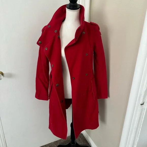 Mango Suit Adorable Women’s Red Trench Coat sz MPurchased in France